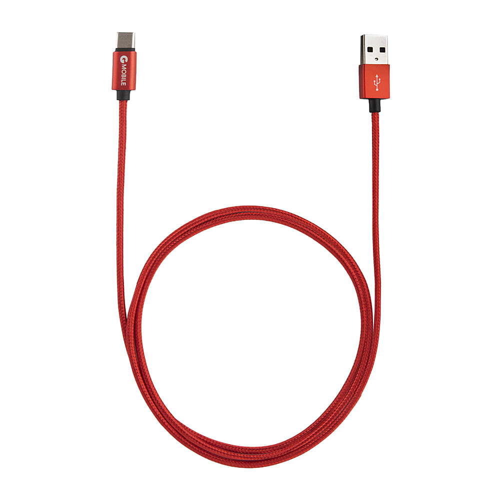 Imagen 2 del producto Cable tipo C a usb Coolbox GMobile 1 m, forrado de nylon, rojo