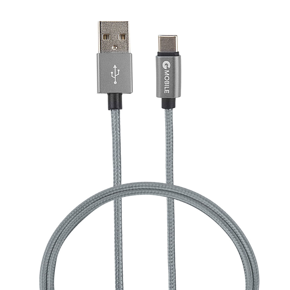 Cable tipo C a usb Coolbox GMobile 1 m, forrado de nylon, gris