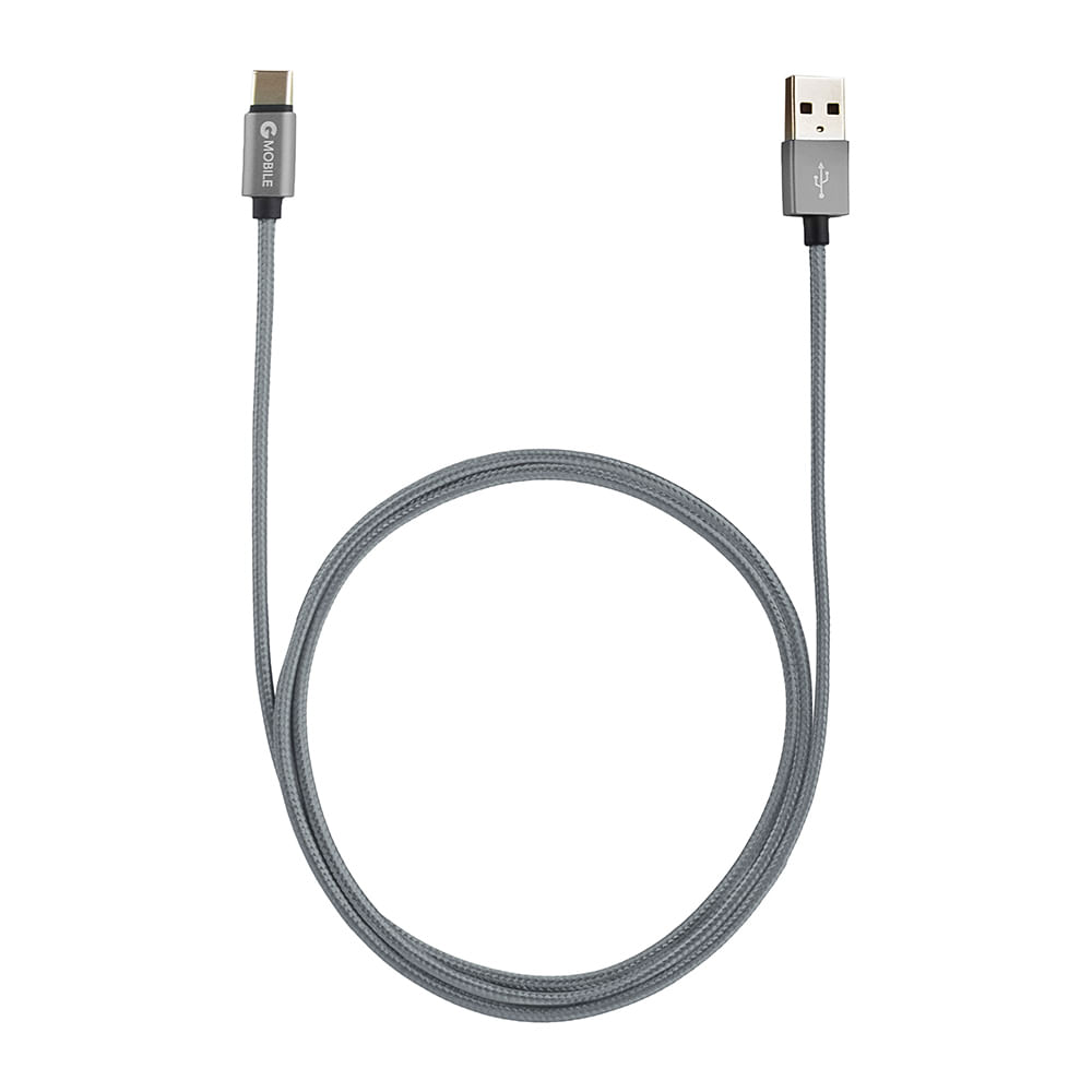 Imagen 2 del producto Cable tipo C a usb Coolbox GMobile 1 m, forrado de nylon, gris