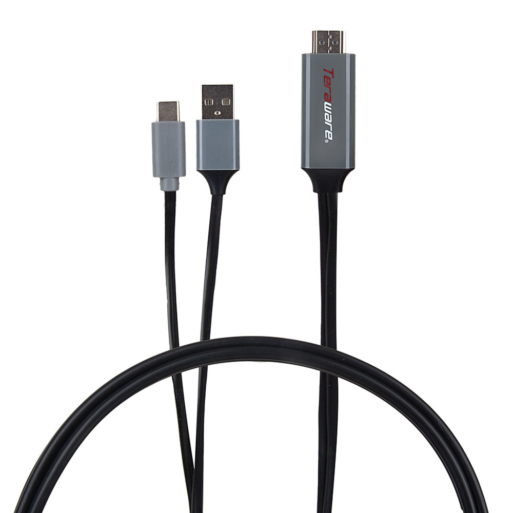 Imagen 1 del producto Cable tipo C a HDMI Coolbox Teraware + cable USB auxiliar 2 m