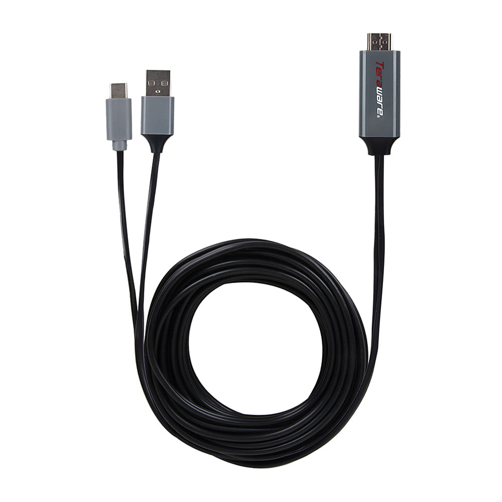 Imagen 2 del producto Cable tipo C a HDMI Coolbox Teraware + cable USB auxiliar 2 m