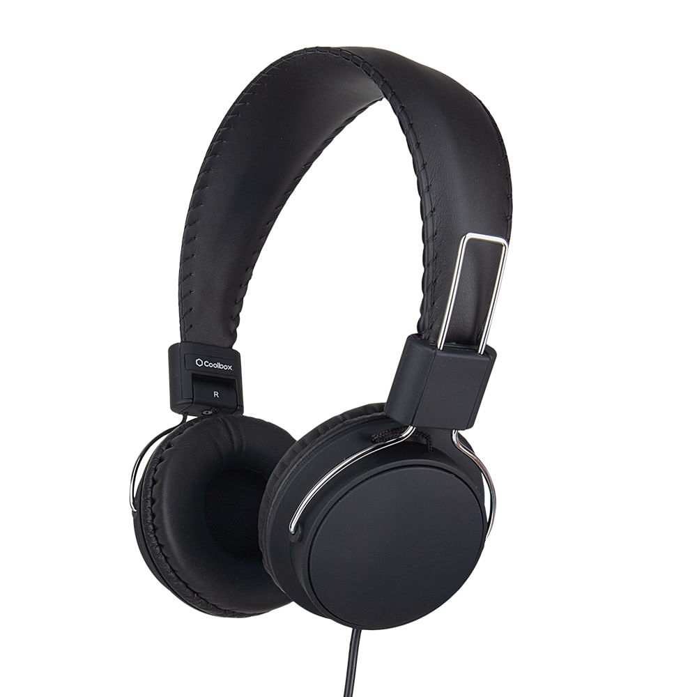 Imagen 2 del producto Audífonos on ear + in ear con micrófono Coolbox largo 1.2 m, conector 3.5 mm, negro