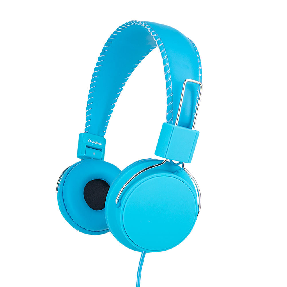Imagen 2 del producto Audífonos on ear + in ear con micrófono Coolbox largo 1.2 m, conector 3.5 mm, azul