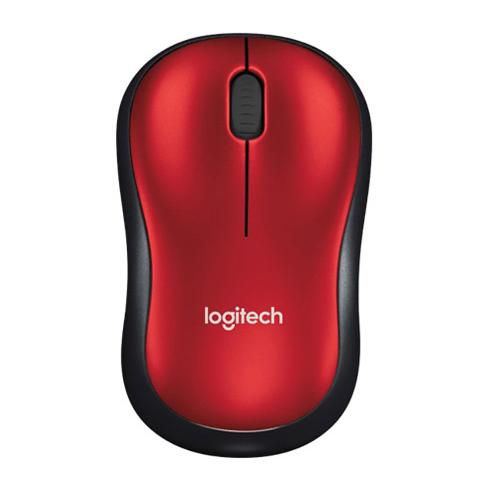 Mouse inalámbrico Logitech M185 receptor USB, 1000 dpi, 3 botones, usa pila, rojo