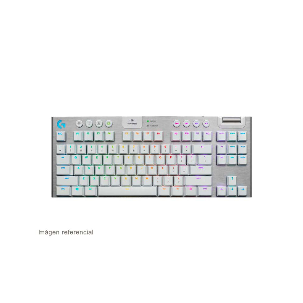 Imagen 2 del producto Teclado gaming inalámbrico Logitech G915 Lightsync, bluetooth, mecánico, RGB, blanco