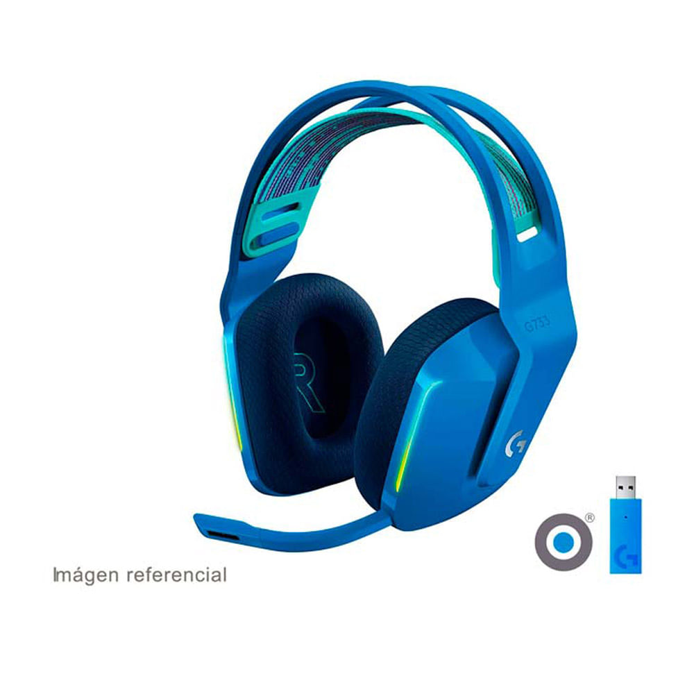 Imagen 2 del producto Audífonos gamer inalámbricos Logitech G733 Lightspeed, conexión usb, 39 ohm, sensibilidad 87.5 dB, RGB, PC y consolas, azul
