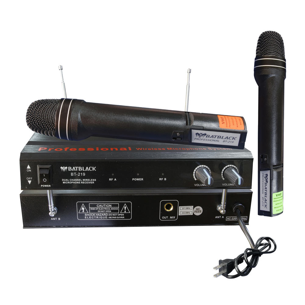 Imagen 1 del producto Micrófono inalámbrico Batblack BT-219 X2 cobertura de 40 a 60 m