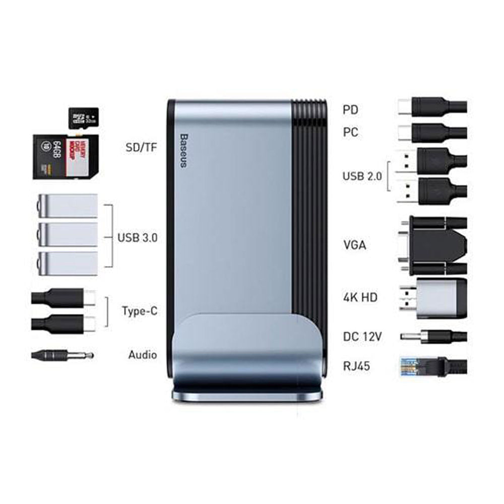 Imagen 2 del producto Hub Baseus USB-C 16 puertos de video, USB, red y carga
