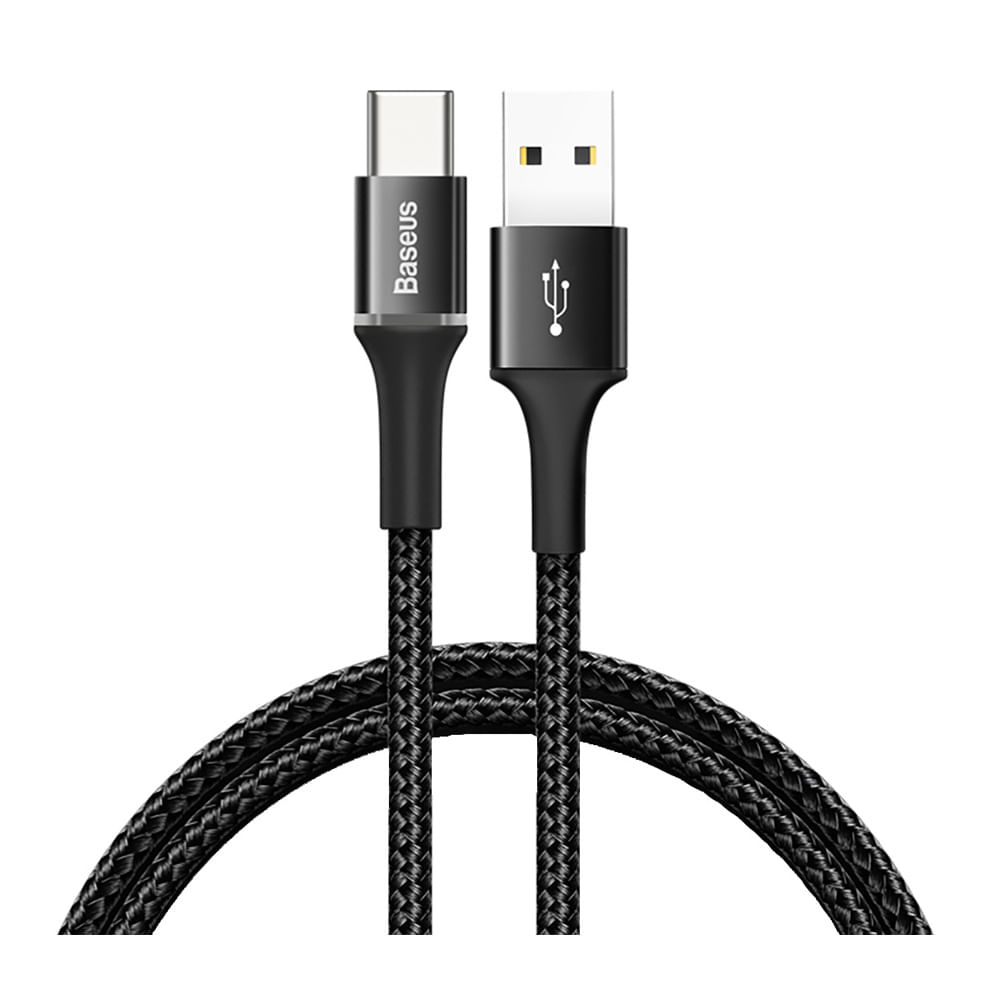 Cable tipo-C a USB Baseus Halo Data, transmisión 480Mbps, salida 5V/3A, 50 cm, negro