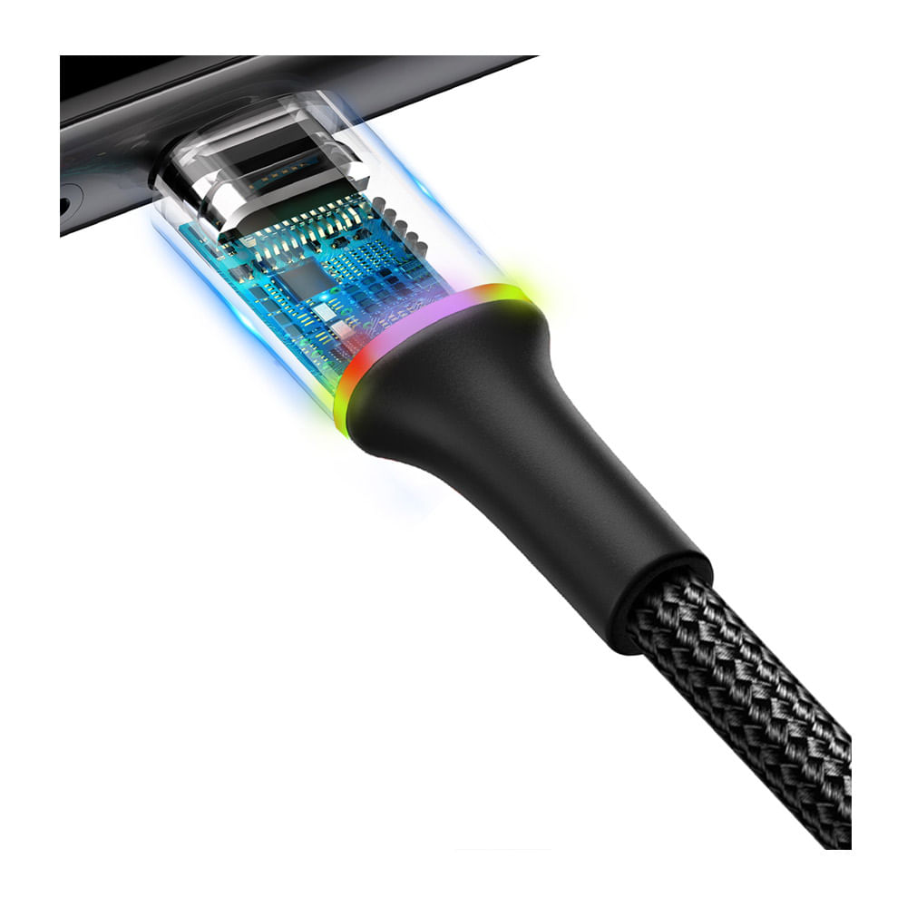 Imagen 2 del producto Cable tipo-C a USB Baseus Halo Data, transmisión 480Mbps, salida 5V/3A, 50 cm, negro