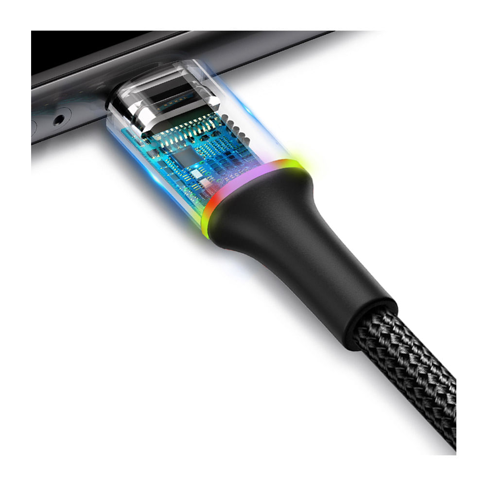 Imagen 2 del producto Cable tipo-C a USB Baseus Halo Data, transmisión 480Mbps, salida 5V/3A, 2 m, negro
