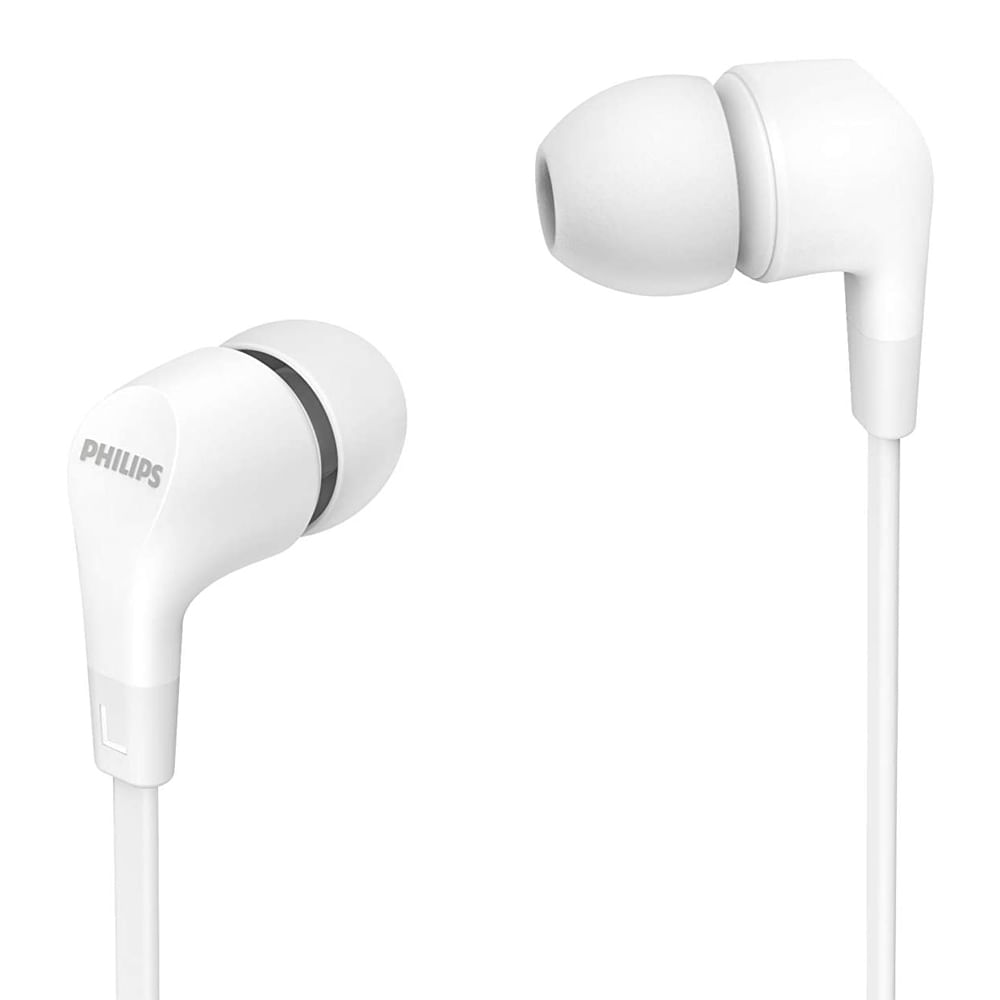 Imagen 1 del producto Audífonos in ear con micrófono Philips TAE1105 almohadillas intercambiables, conector 3.5 mm, control de música y llamadas, blanco