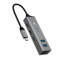 Hub Baseus Cahub-d0g conector usb tipo C con puertos usb 3.0 x3/usb 2.0 x2, Windows y Mac, gris