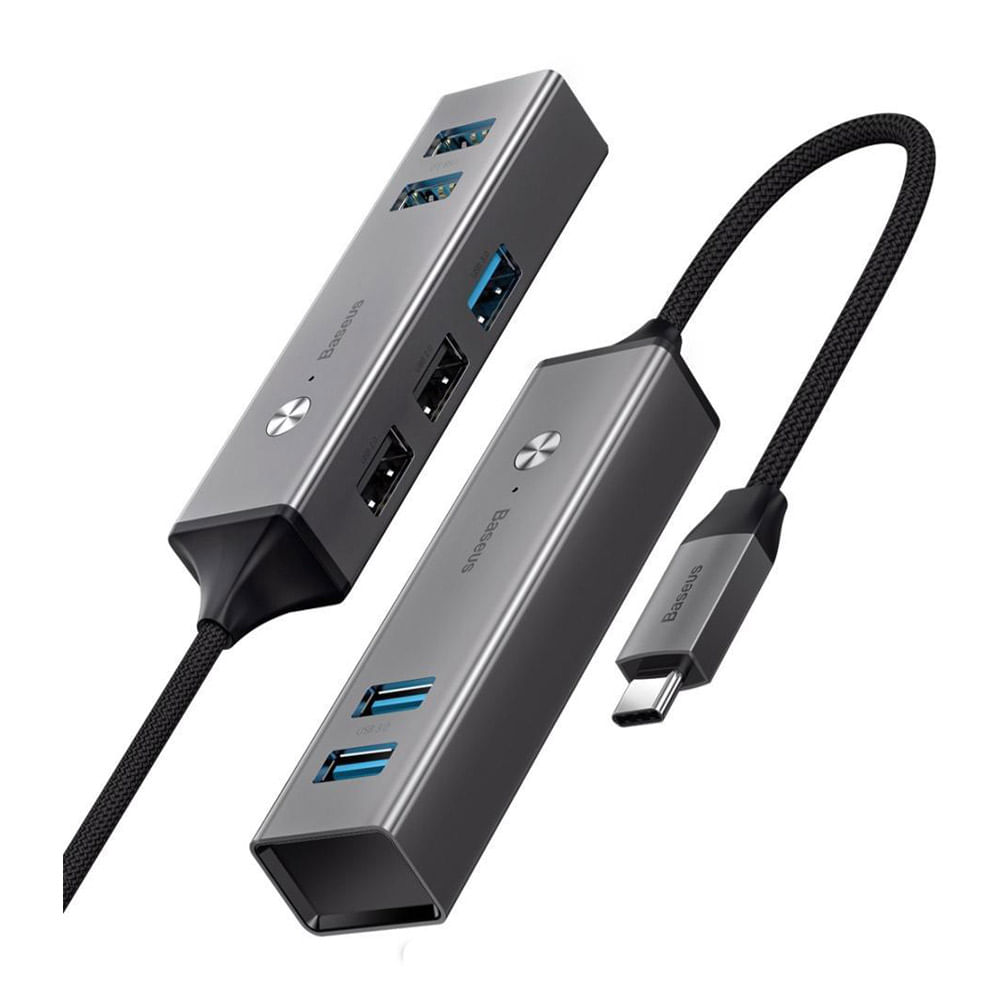 Imagen 2 del producto Hub Baseus Cahub-d0g conector usb tipo C con puertos usb 3.0 x3/usb 2.0 x2, Windows y Mac, gris