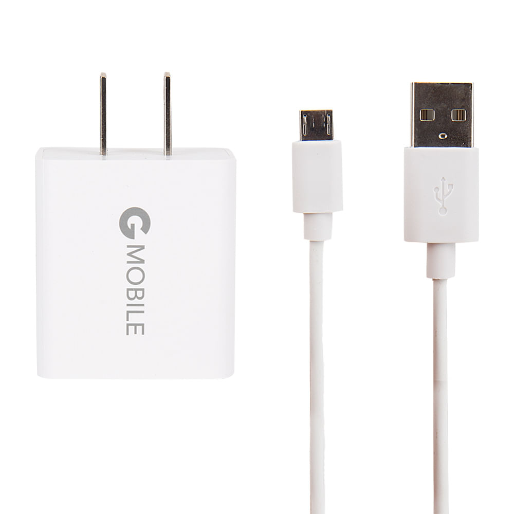 Imagen 2 del producto Cargador de pared + cable Coolbox GMobile micro usb a usb, 18W, carga rápida, 1m, blanco