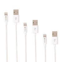 Pack cables lightning a usb Coolbox GMobile 0.3 m + 1 m + 2 m, certificado Apple MFi, blanco