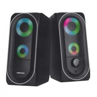 Parlantes para pc Radioshack, conexión usb 2.0, 3W x2, luces LED, negro
