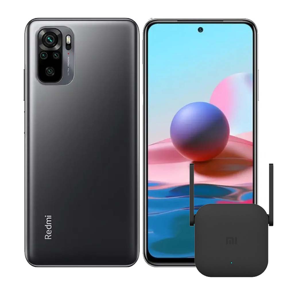 Imagen 2 del producto Celular Xiaomi Redmi Note 10 128GB, 4GB RAM, cámara trasera 48MP y frontal 13MP, 6.43”, gris + Mi Wi-Fi Range