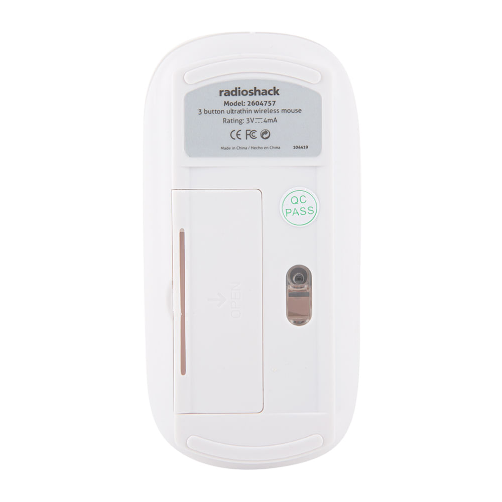Imagen 2 del producto Mouse inalámbrico Radioshack slim, interfaz usb, 1000 dpi, 3 botones, usa pila, blanco