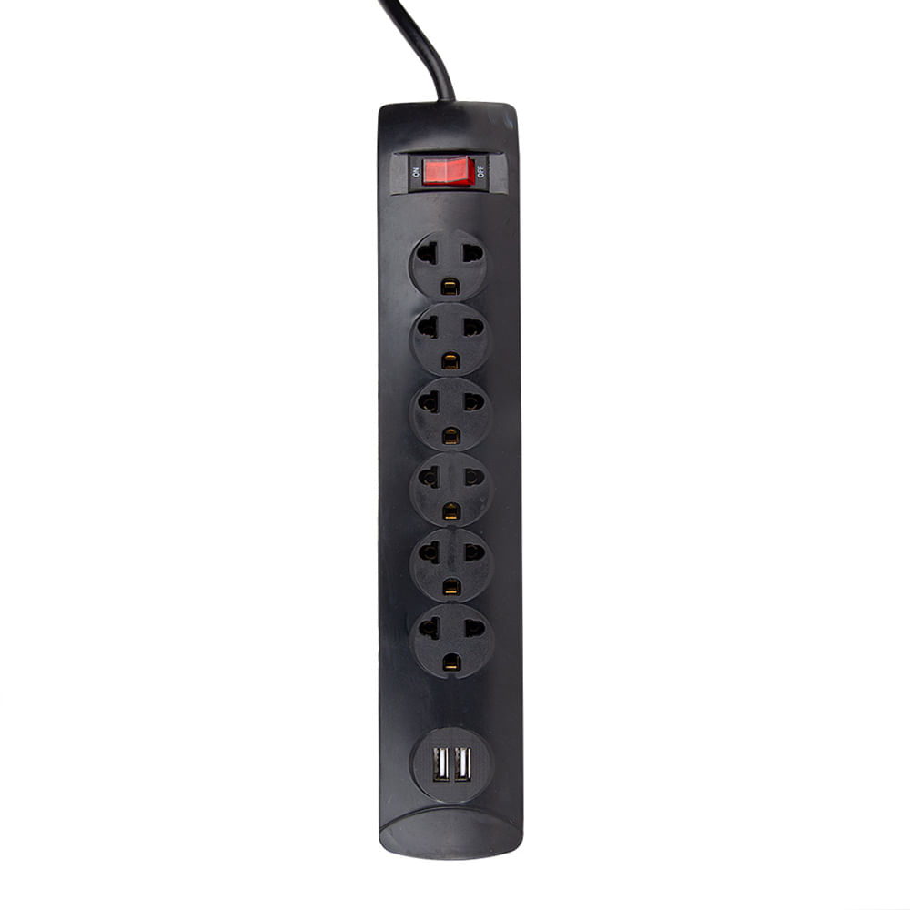 Imagen 1 del producto Supresor de picos con switch Coolbox Teraware, 6 tomas, 2 puertos USB, 1500W