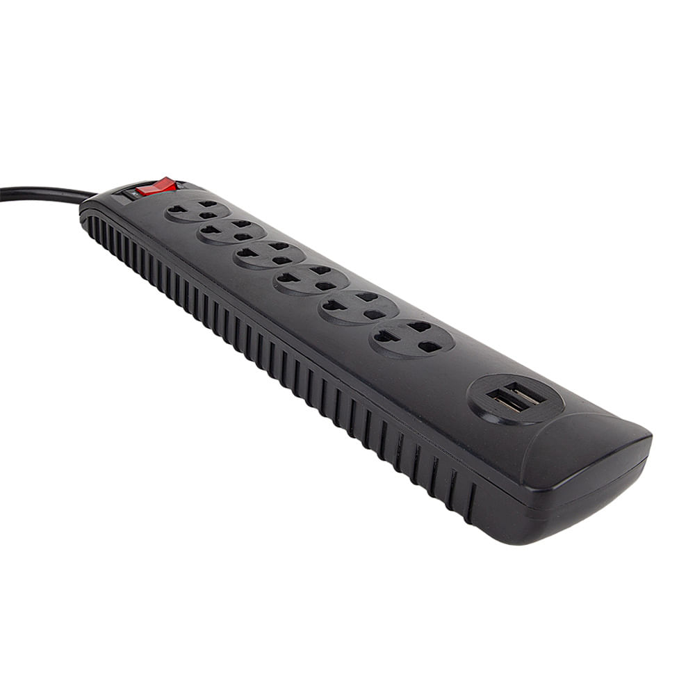 Imagen 2 del producto Supresor de picos con switch Coolbox Teraware, 6 tomas, 2 puertos USB, 1500W