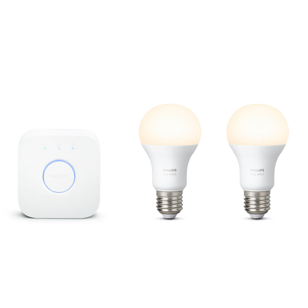 Imagen 2 del producto Kit focos inteligentes + 1 bridge Philips Hue x2 luz amarilla, wifi, 9w, tipo de bombilla E27, zigbee