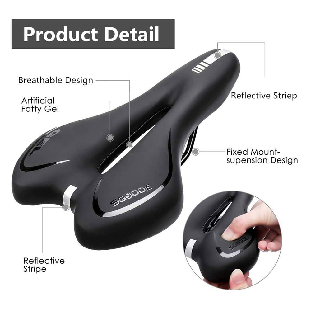 Imagen 2 del producto Asiento acolchado para bicicleta New Image espuma y gel, ergonómico, abrazadera ajustable