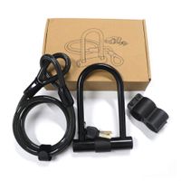 Candado tipo U para bicicleta y scooter, con soporte para vehiculo, cable de seguridad, 3 llaves, negro
