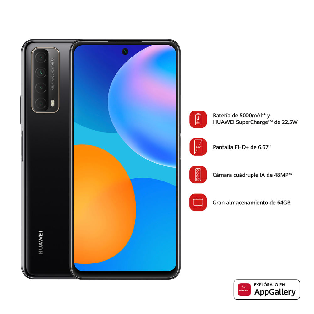 Imagen 2 del producto Celular Huawei Y7A 64GB, 4GB RAM, cámara trasera 48MP y frontal 8MP, 6.67"", negro