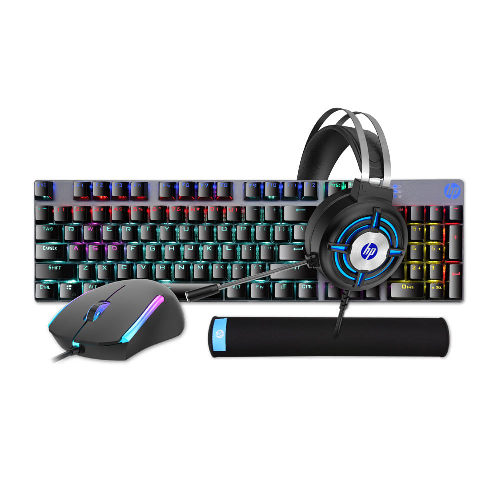 Imagen 1 del producto Kit gaming HP Cm3000 headset + teclado mecánico + mouse + mouse pad, RGB