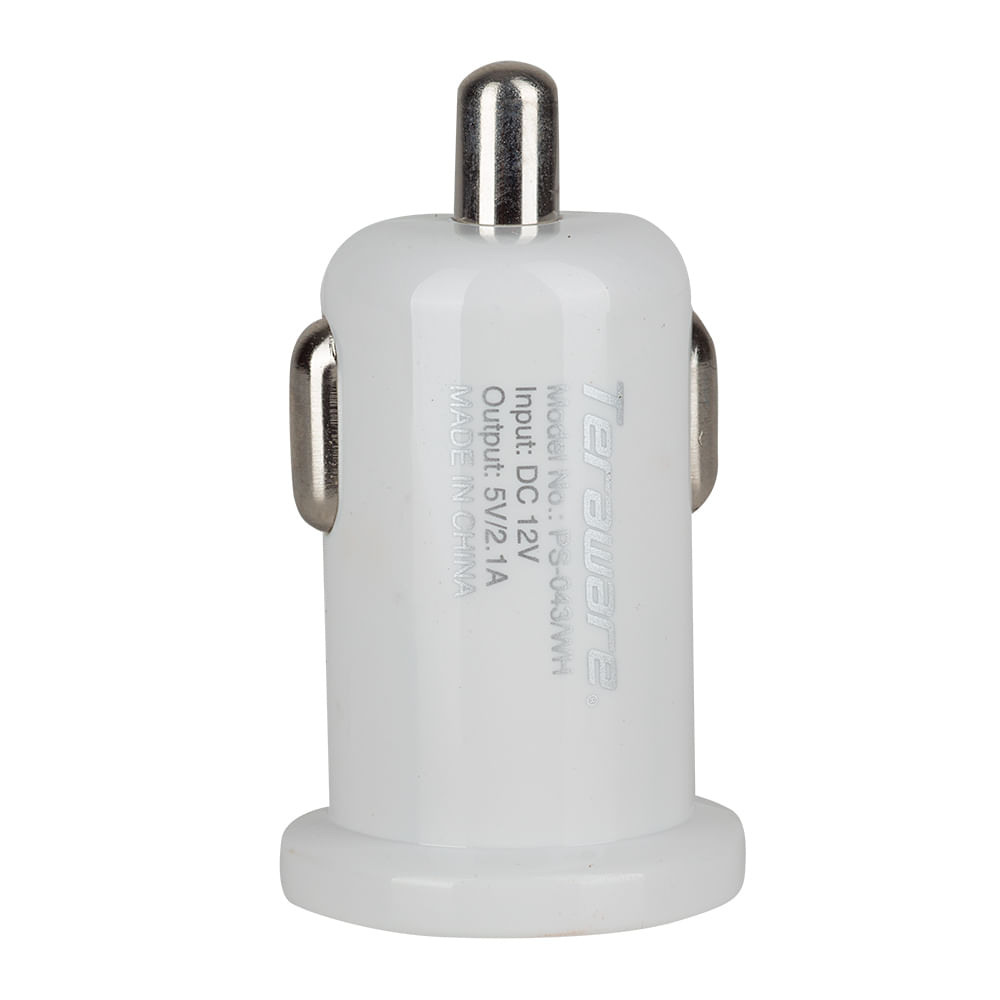 Imagen 1 del producto Cargador de auto Coolbox Teraware dual, 2 puertos usb, 2.1A, led indicador, blanco