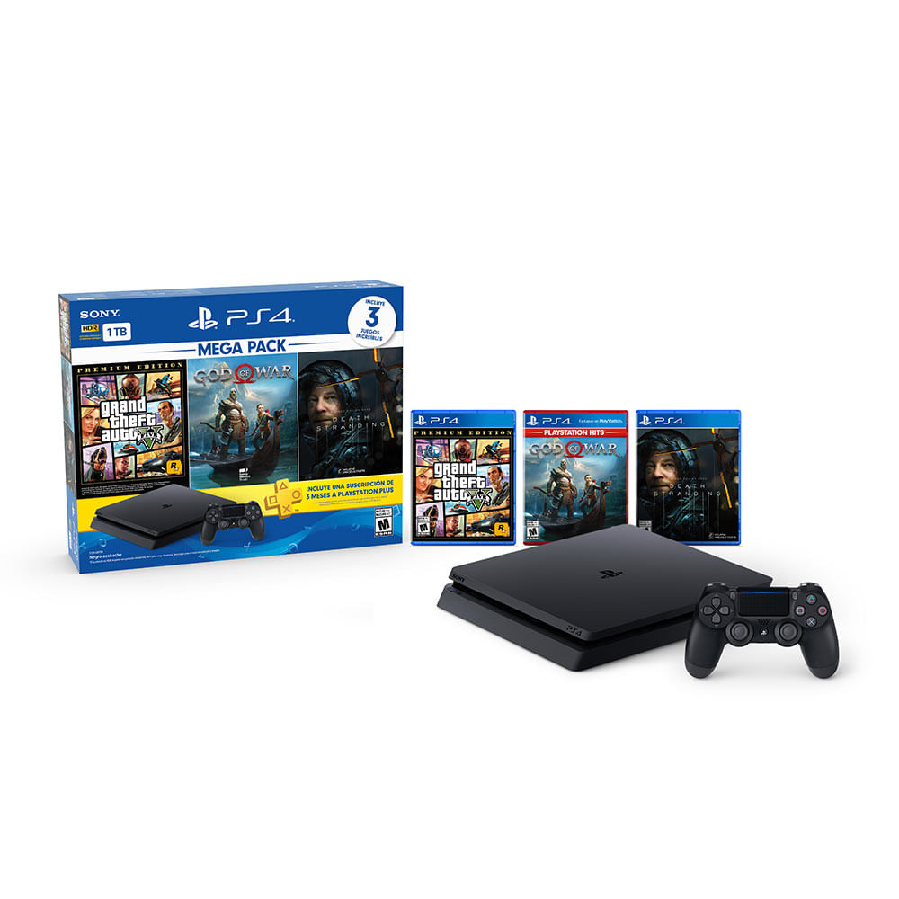 Imagen 2 del producto Consola PS4 Slim 1 TB + GTA V Premium + God of War + Death Stranding + PS Plus 3 meses
