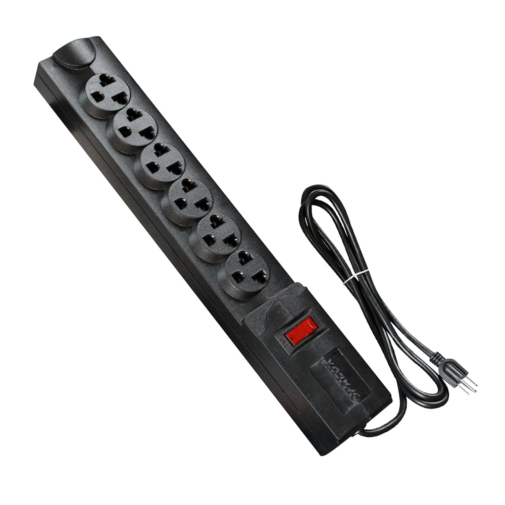 Supresor de pico con switch Opalux 14-515AB-2M, 6 tomas universales, 2m