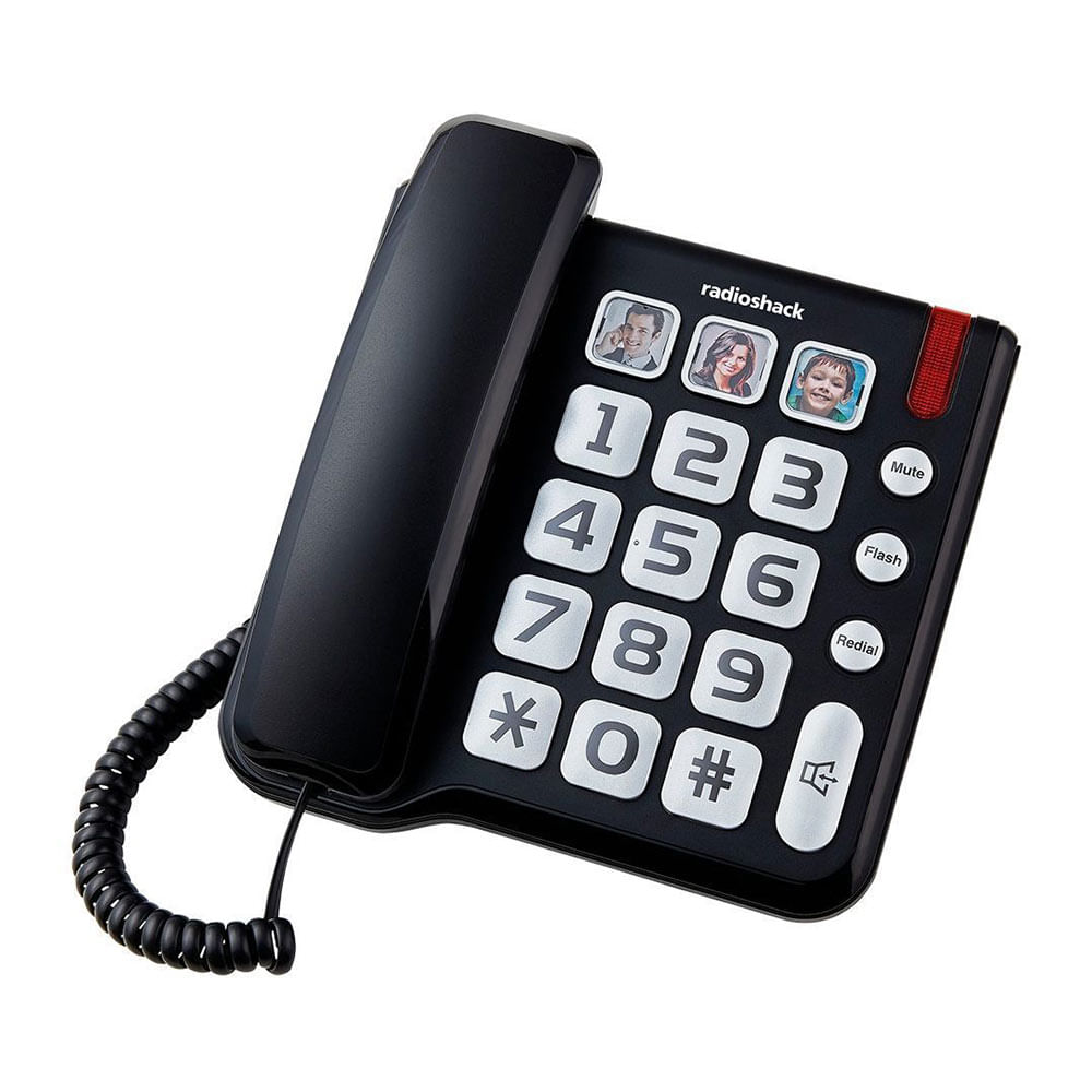 Teléfono fijo Radioshack teclas grandes, timbre, led