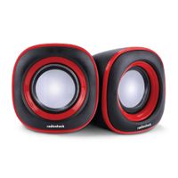 Parlantes para pc Radioshack, conexión usb 2.0, 3W x2, negro con rojo