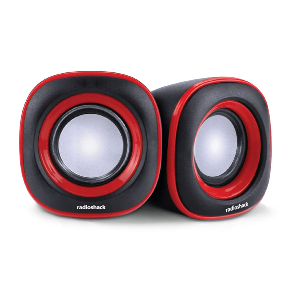 Parlantes para pc Radioshack, conexión usb 2.0, 3W x2, negro con rojo