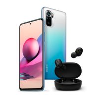 Celular Xiaomi Redmi Note 10S 128GB 6GB RAM, cámara trasera 64MP y frontal 13MP, 6.43"" azul + Earbuds basic 2