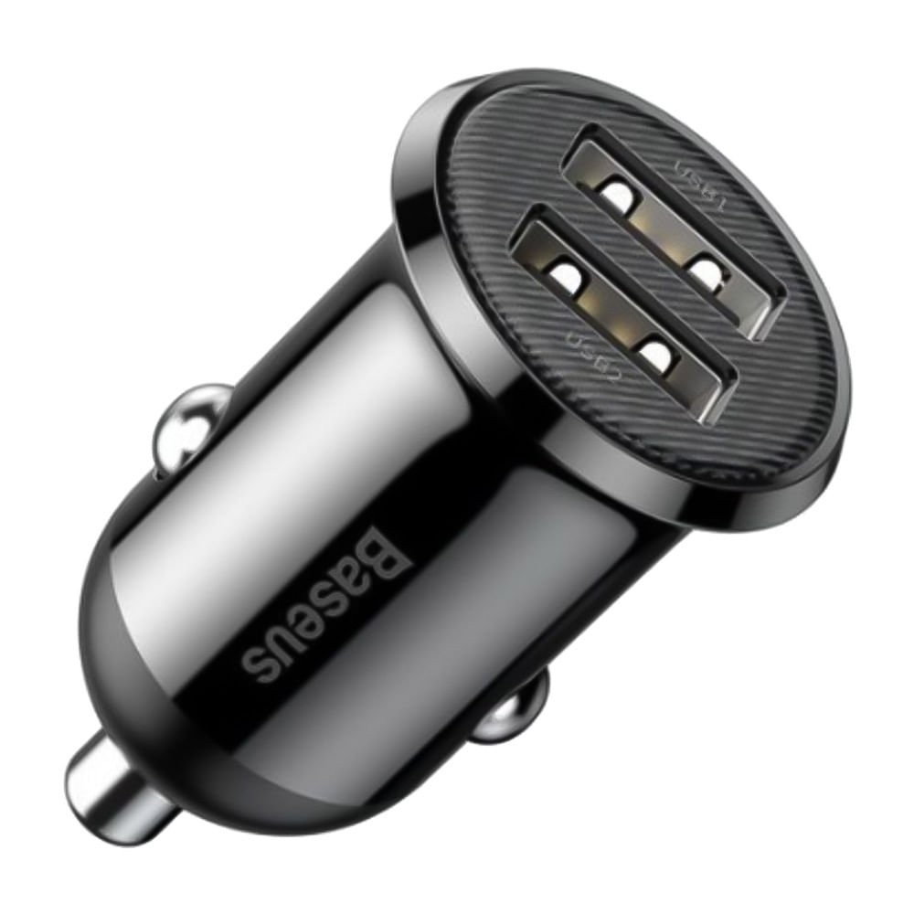 Imagen 1 del producto Cargador de auto Baseus Pro dual, 2 puertos usb, 28W, carga rápida, negro