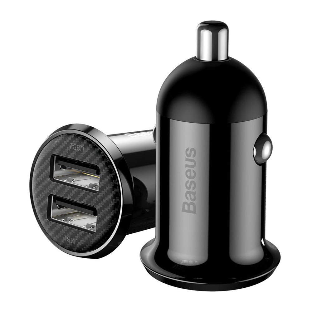 Imagen 2 del producto Cargador de auto Baseus Pro dual, 2 puertos usb, 28W, carga rápida, negro