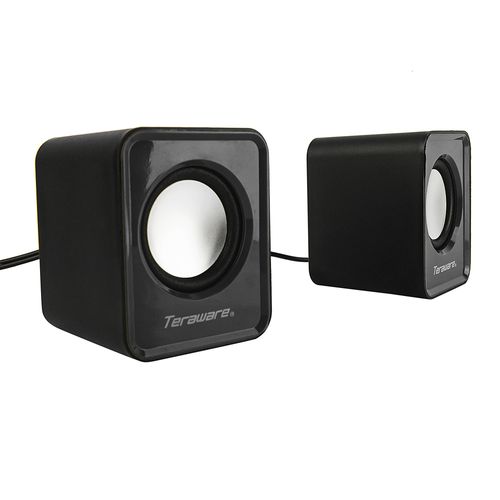Parlantes para pc Coolbox Teraware, conexión usb 2.0 y 3.5 mm, 3W x2, 7.8cm x 6.1cm, negro