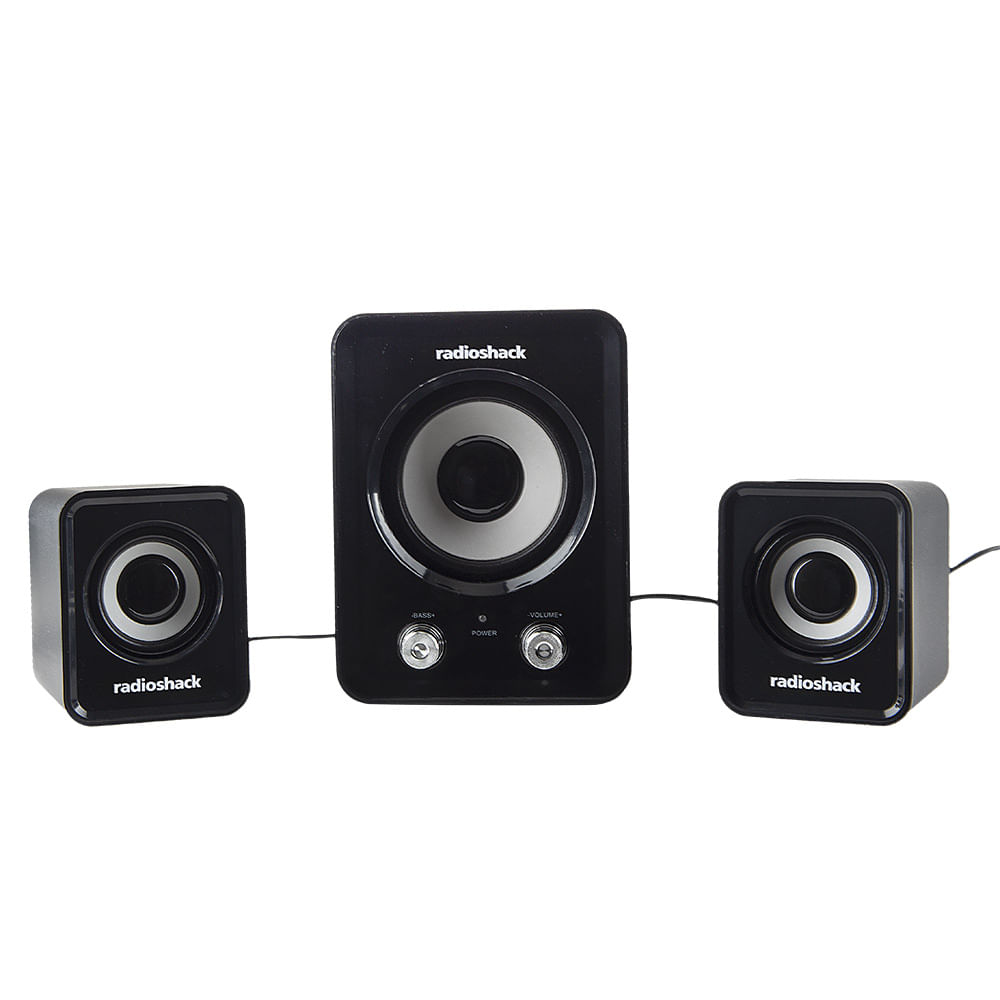 Parlantes para pc Radioshack + subwoofer, conexión usb 2.0 y 3.5mm, 11W, negro