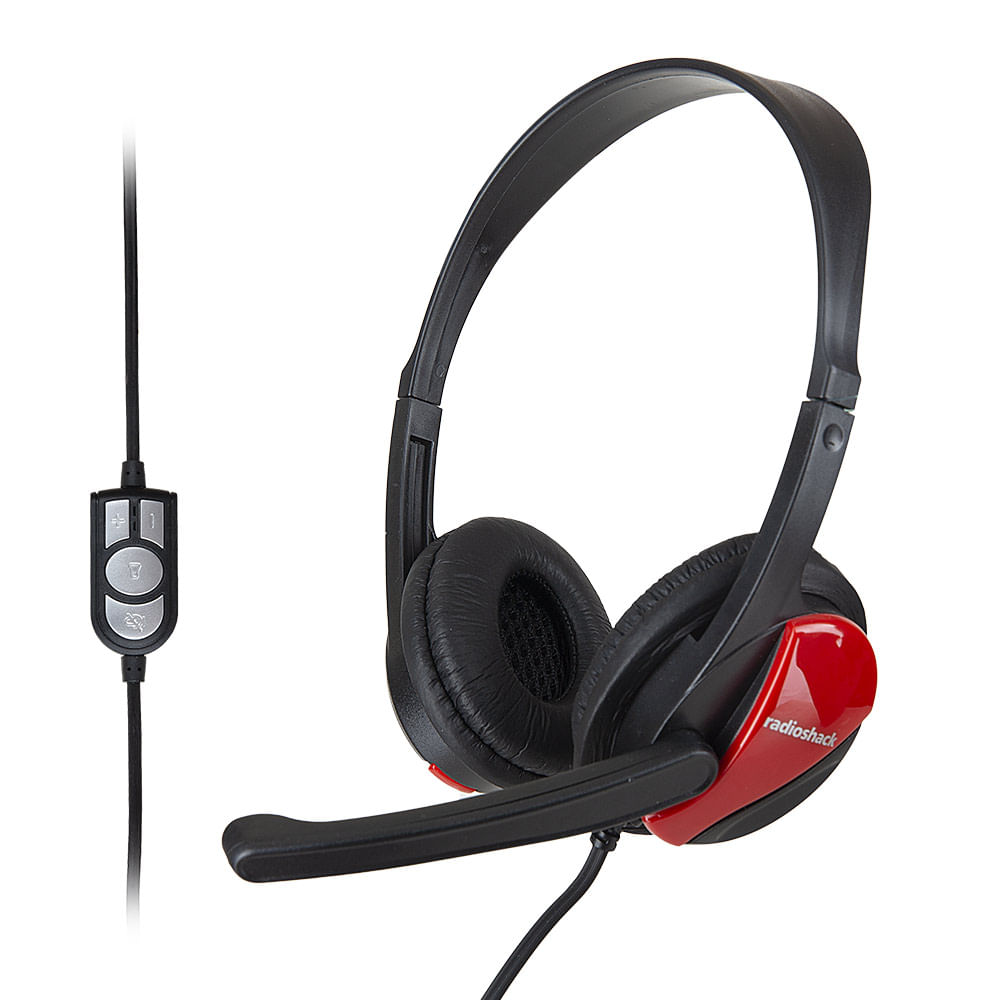 Imagen 2 del producto Audífonos Radioshack con micrófono, conexión USB, sonido estéreo, control de volumen, negro