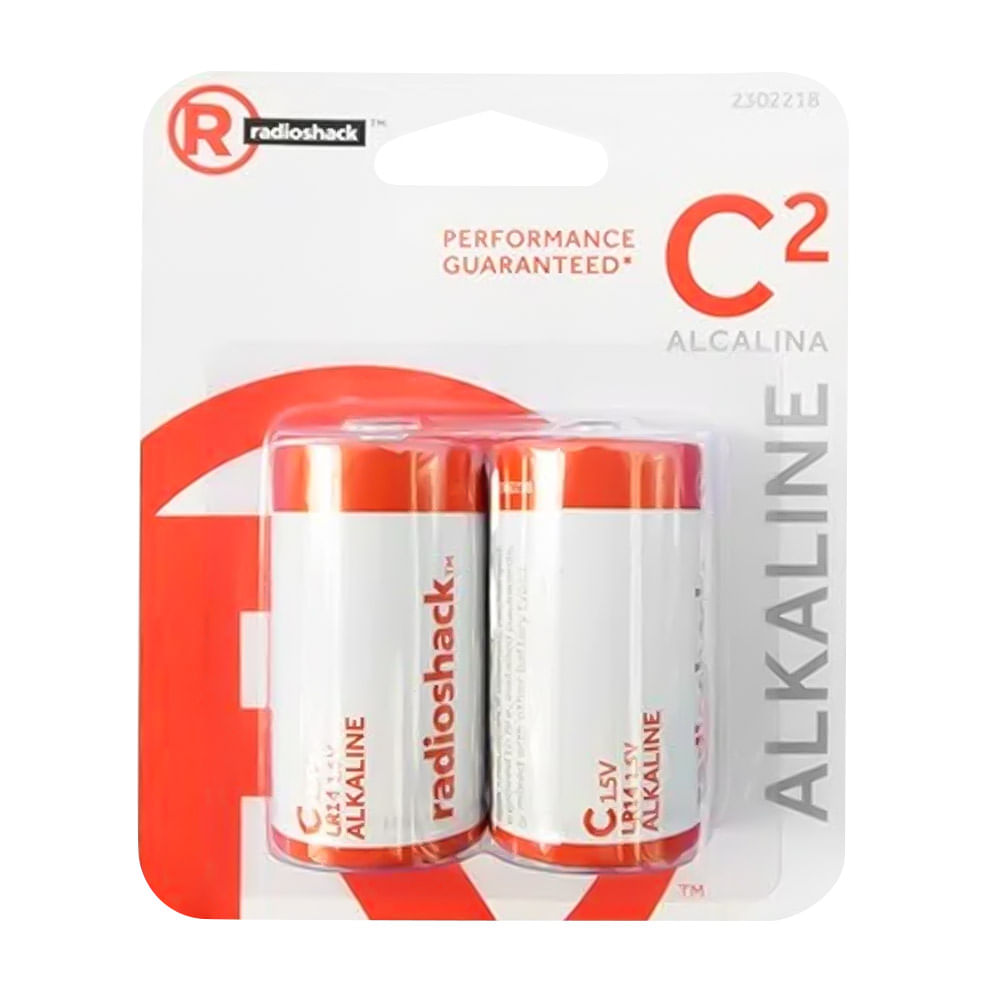 Pilas alcalinas Radioshack tipo C x2 1.5V increíble duración y rendimiento