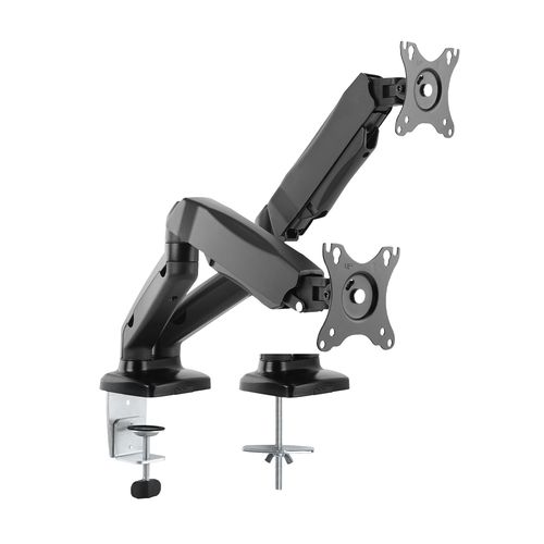 Rack soporte Brateck para 2 monitores 17"-32", flexible, negro