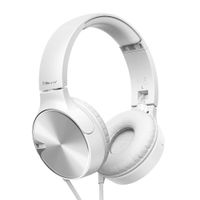 Audífonos on ear con micrófono Pioneer Extreme Bass DJ almohadillas acolchadas, conector 3.5 mm, control de llamadas, cable plano, blanco