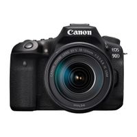 Cámara Canon EOS 90D DSLR, 32 MP, 4K, 45 puntos AF, 10 fps, ISO 100-25600, LCD 3"", Wifi y Bluetooth + Lente EF-S 18-55mm f/3.5-5.6