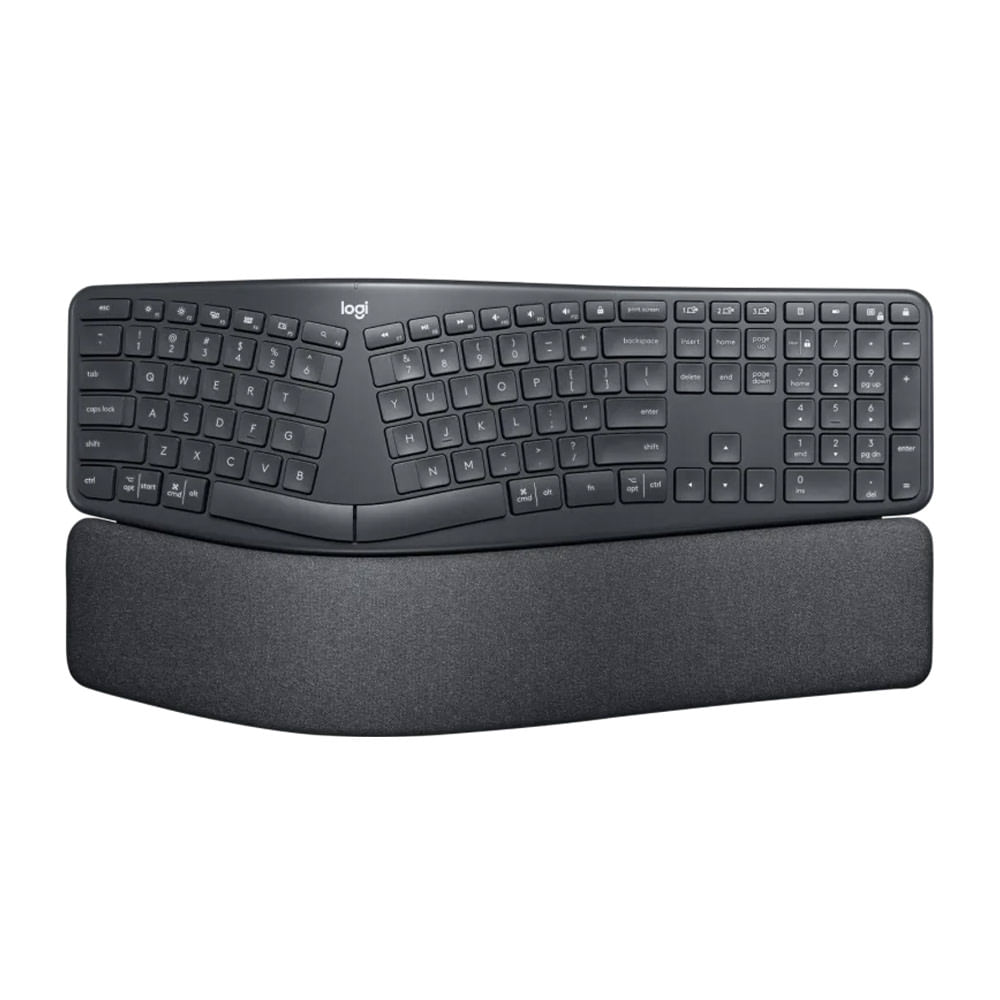Teclado inalámbrico Logitech ERGO K860, membrana, bluetooth, ergonómico, teclado numérico, usa pilas, negro