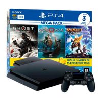 Consola PlayStation 4 1TB + God of War + Ghost of Tsushima + Ratchet & Clank + PS Plus 3 meses
