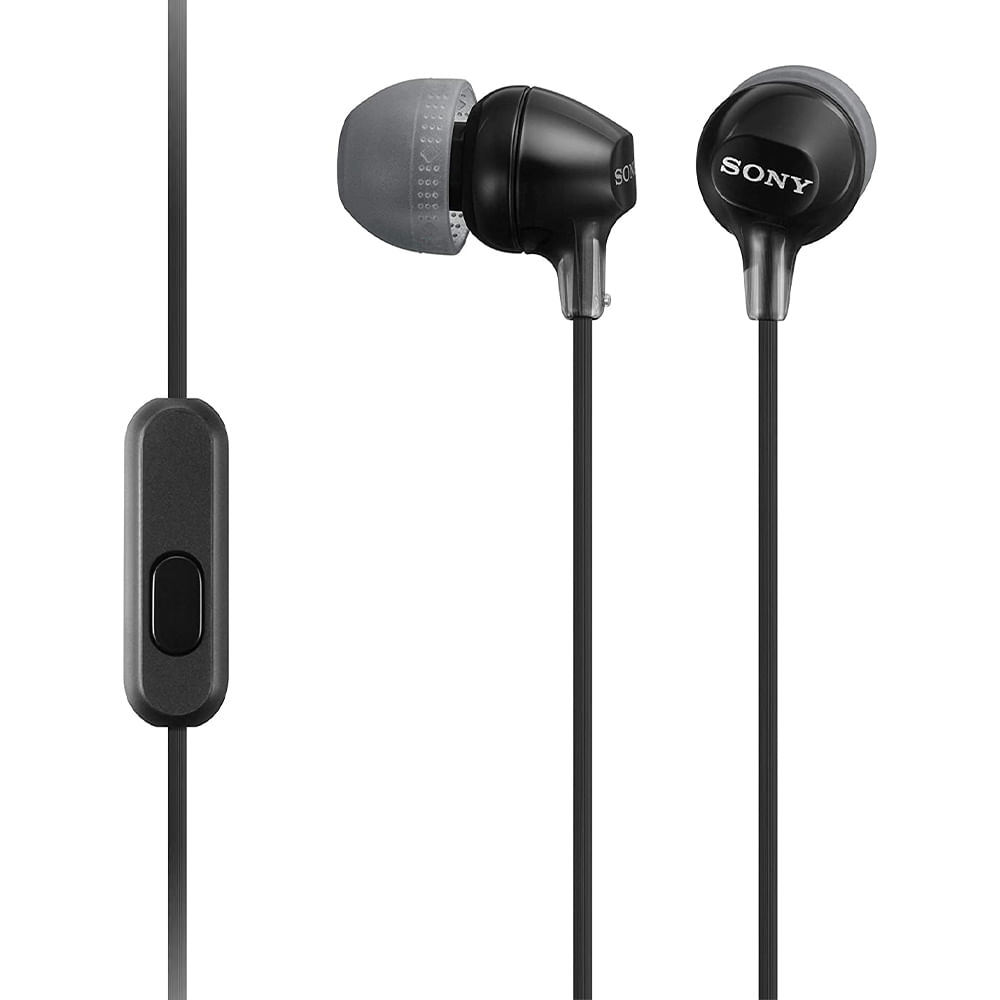 Imagen 1 del producto Audífonos in ear con micrófono Sony MDR-EX15AP almohadillas de silicona, conector 3.5 mm, control de música y llamadas, negro