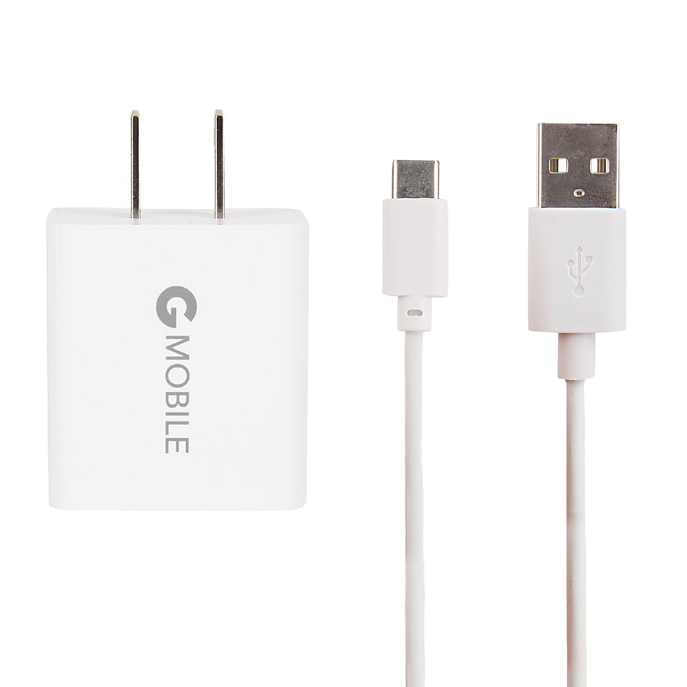Imagen 2 del producto Cargador de pared + cable Coolbox GMobile tipo C a usb, 18W, carga rápida, 1m, blanco